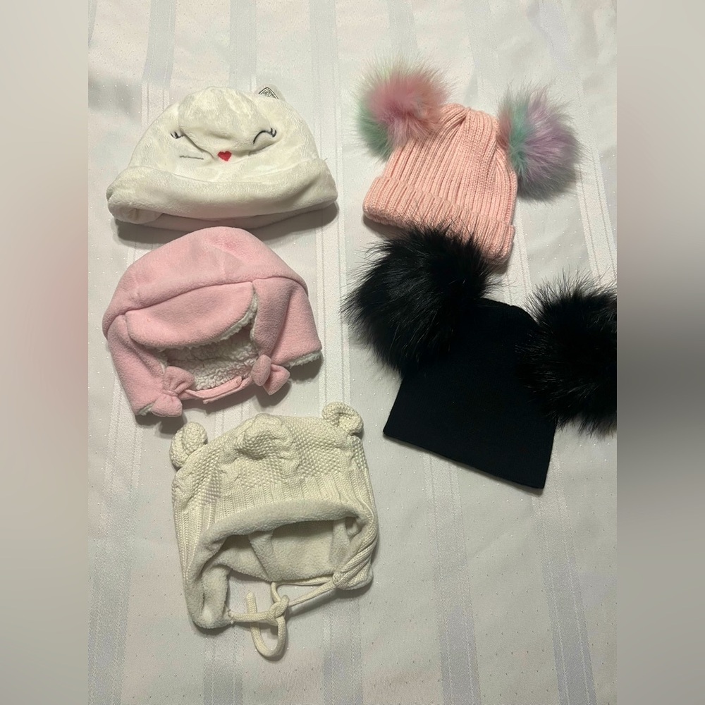 Adorable Kids' Winter Hat Set - Pink, Black, White